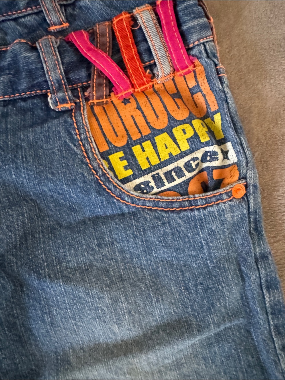 Rare Fiorucci J-SS 140 Y2K Harajuku Double Waist Graphic Jeans XXS XS - Picture 7 of 16